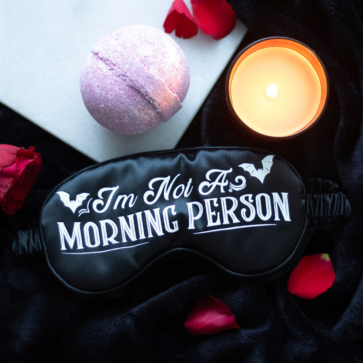 Gothic Gifts I'm Not A Morning Person Satin Sleep Mask - Kate's Clothing