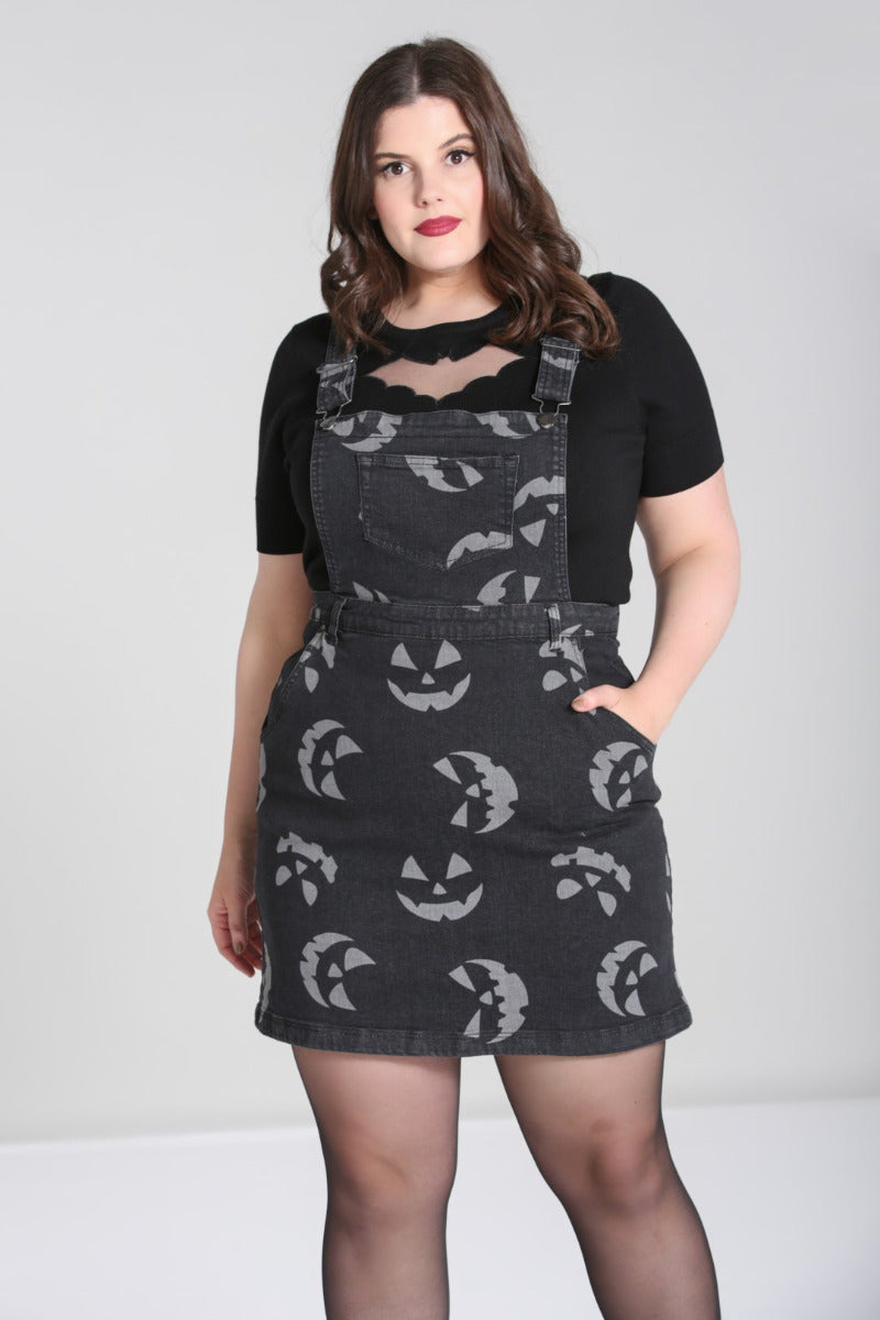 Hell Bunny Jack-O-Lantern Pinafore Dress - Kate's Clothing