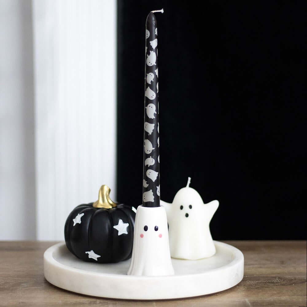Gothic Gifts Sweet Ghost Candle Holder with Taper Candle