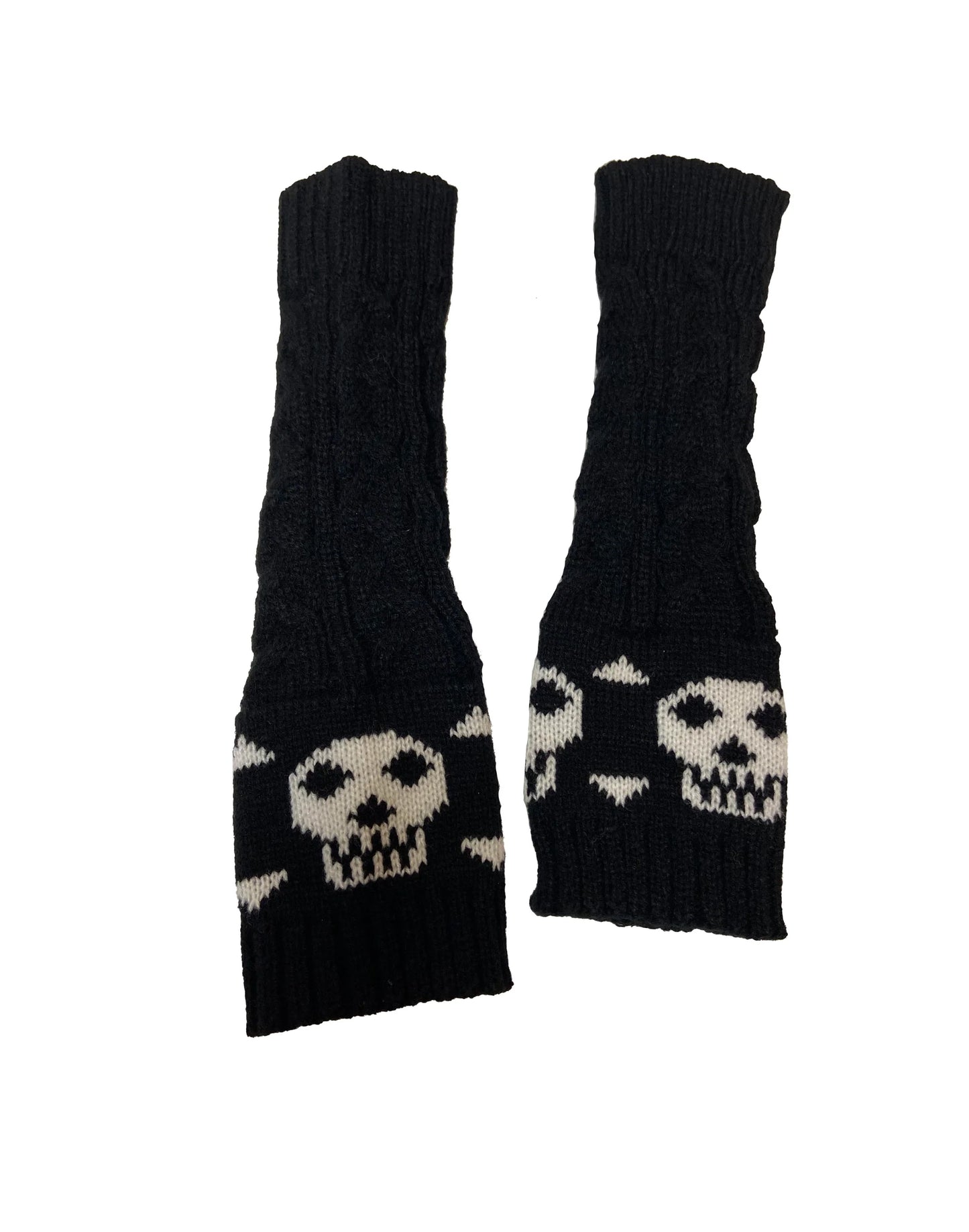 Pamela Mann Knitted Skull And Crossbones Fingerless Gloves - Kate's Clothing