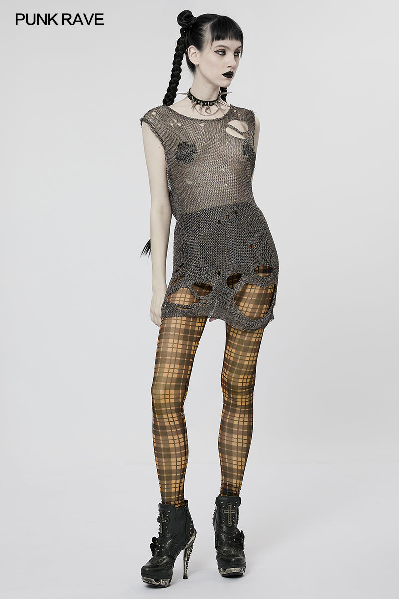 Punk Rave Kourayne Top - Grey - Kate's Clothing