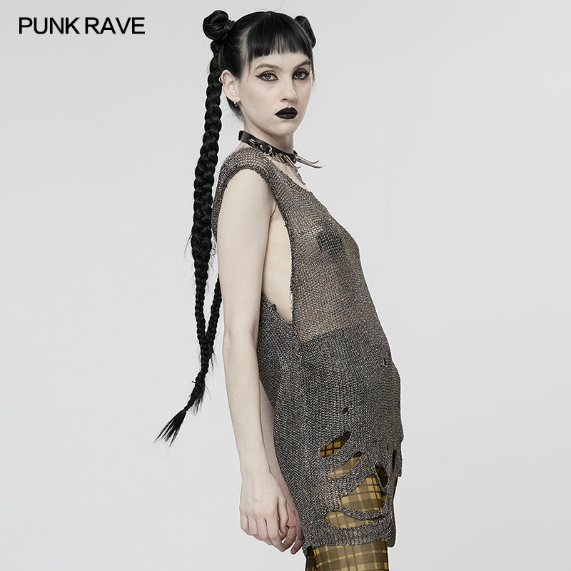 Punk Rave Kourayne Top - Grey - Kate's Clothing