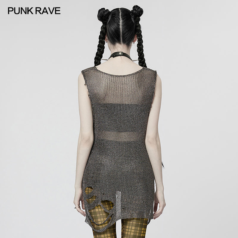 Punk Rave Kourayne Top - Grey - Kate's Clothing