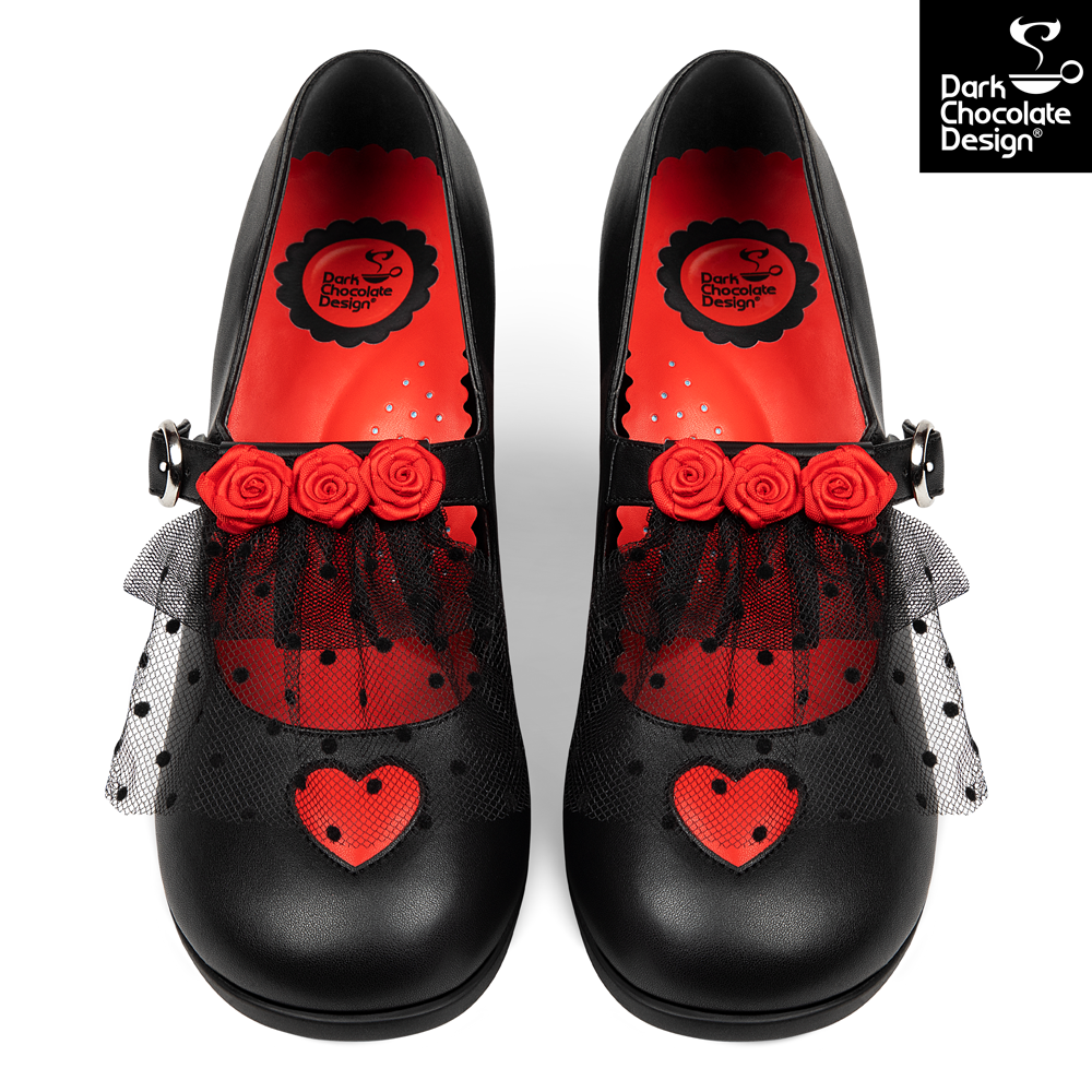 Chocolaticas® Melancholy – Gothic Rose & Lace Mid Heels