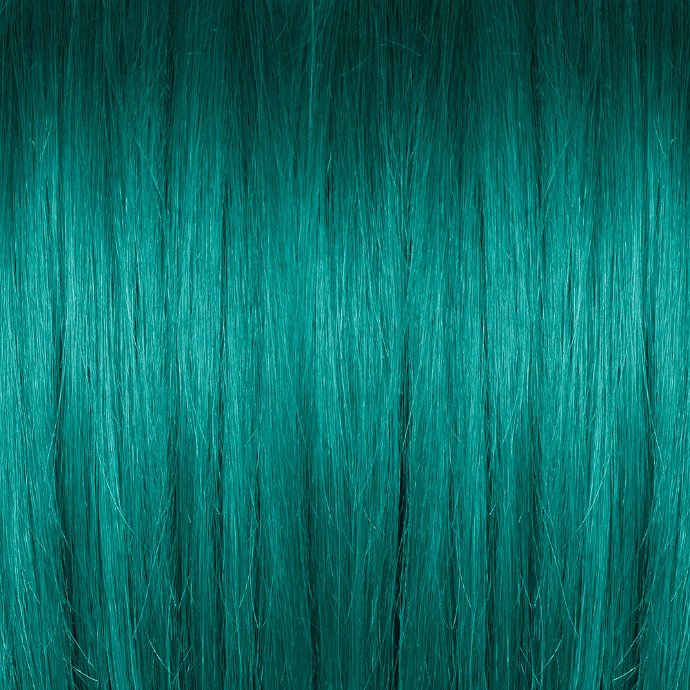 Turquoise blue green hair dye swatch - Atomic Turquoise bright hair dye Manic Panic