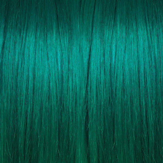 Green semi permanent hair dye swatch - Enchanted Forest vibrant bright green Manic Panic