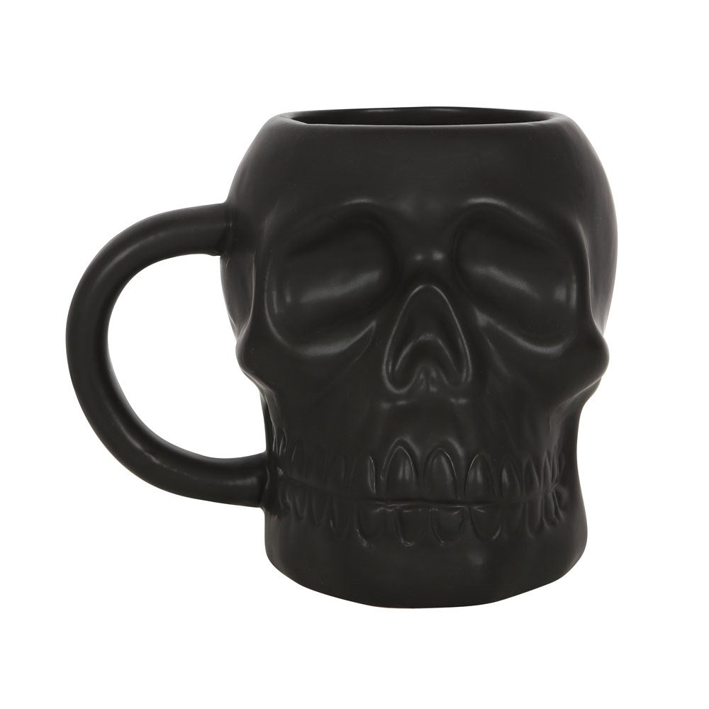 Gothic Gifts Matte Black Skull Shaped Mug - Kate's Clothing