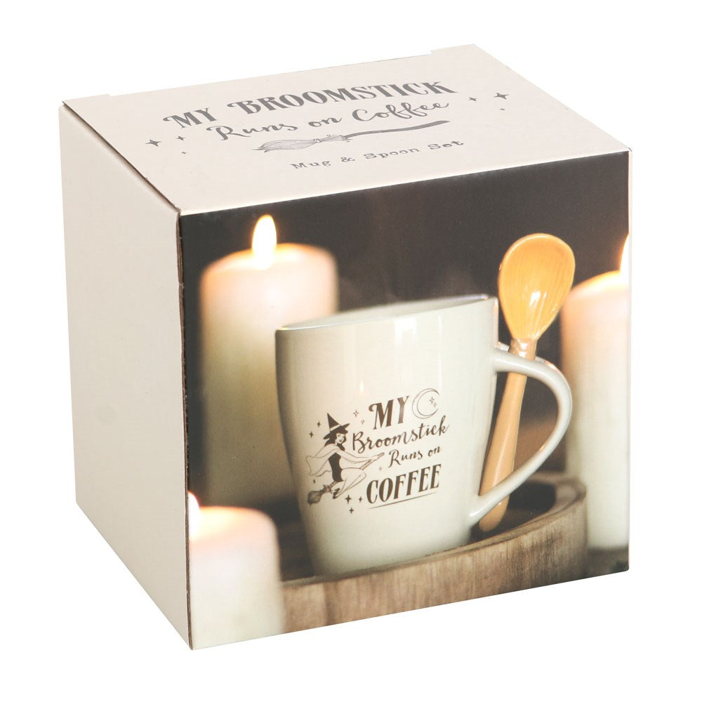 Gothic Gifts My Broomstick Runs On Coffee Mug and Spoon Set - Kate's Clothing