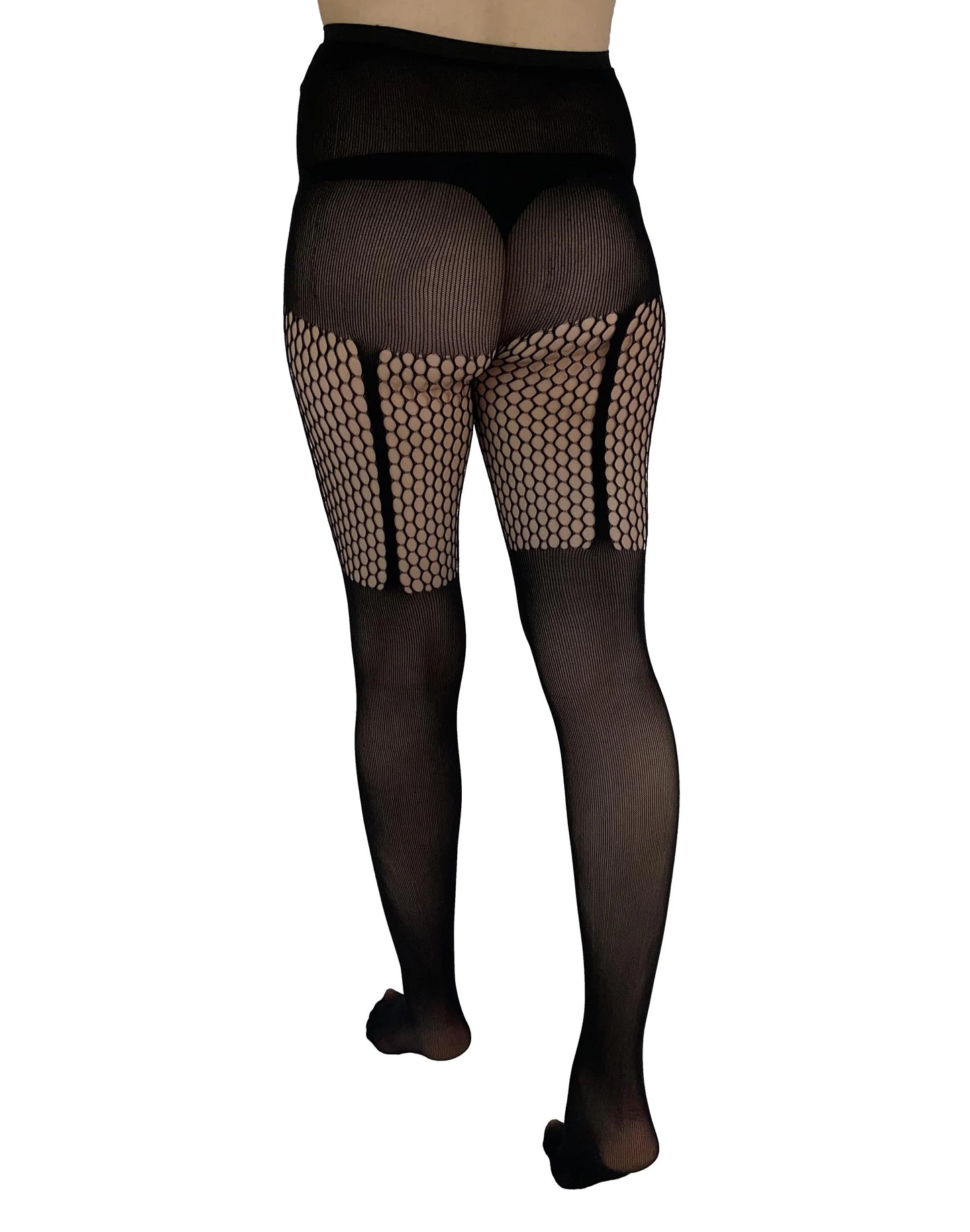 Pamela Mann Net Stripe Suspender Tights - Kate's Clothing