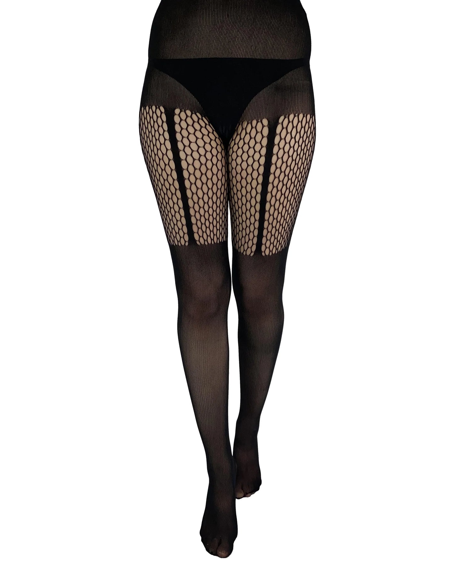 Pamela Mann Net Stripe Suspender Tights - Kate's Clothing