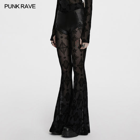 Punk Rave Seraphina Cross Flocking Flare Pants