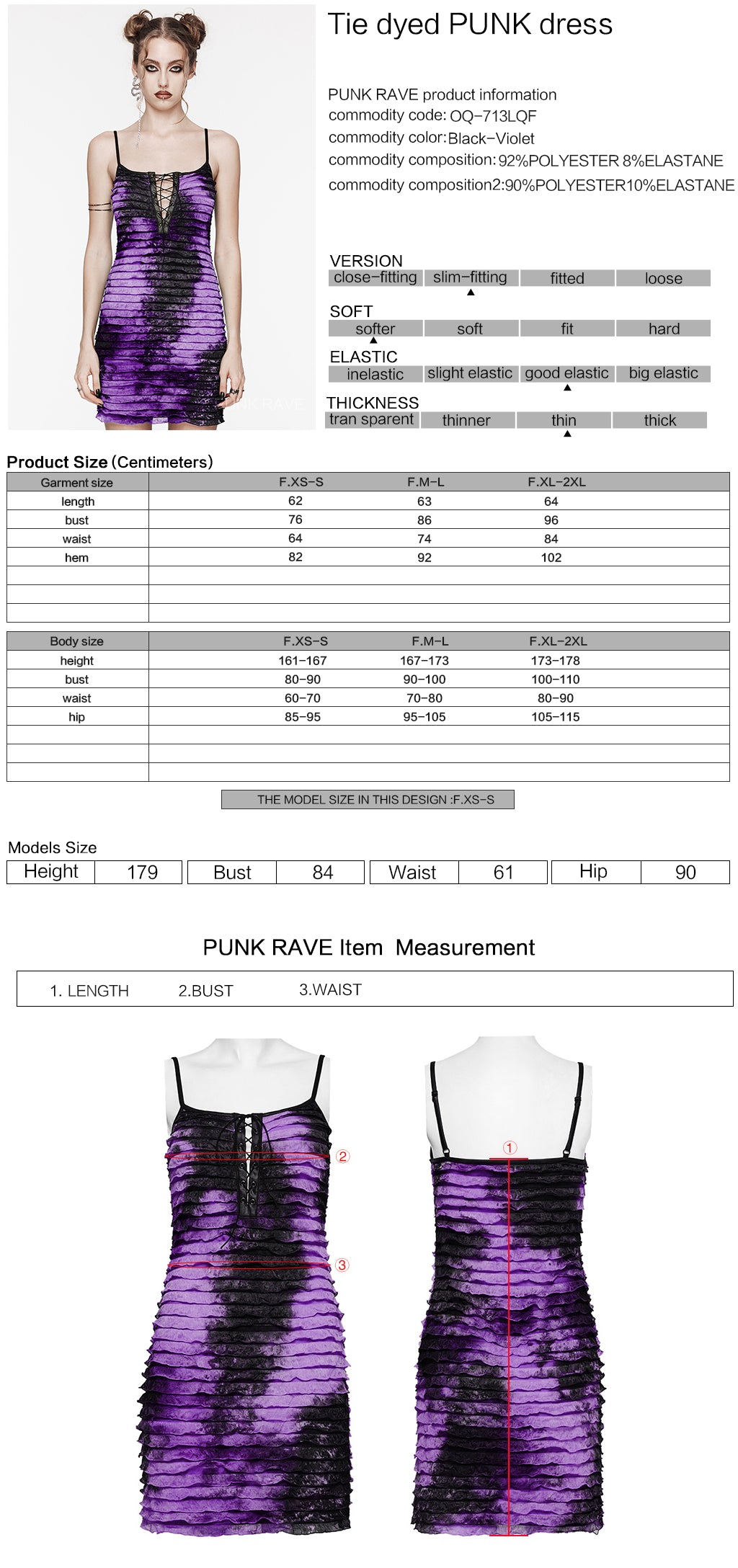 Punk Rave Purple Tie Dye Beatrix Dress - Kate's Clothing