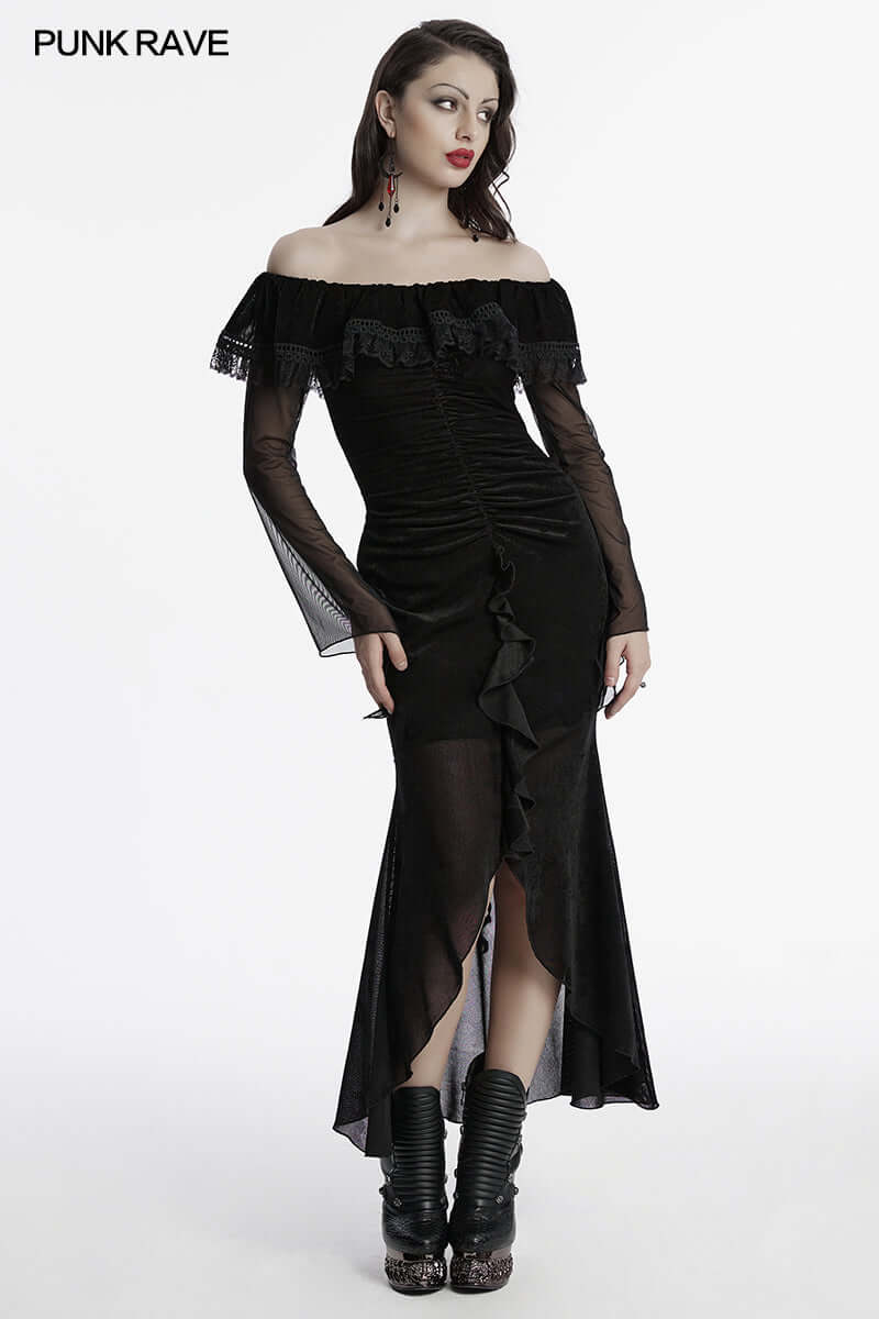 Punk Rave Aurelia Goth Mesh Dress - Kate's Clothing