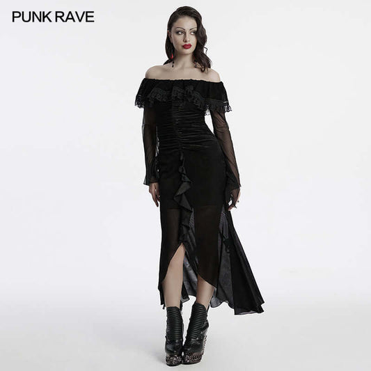 Punk Rave Aurelia Goth Mesh Dress - Kate's Clothing