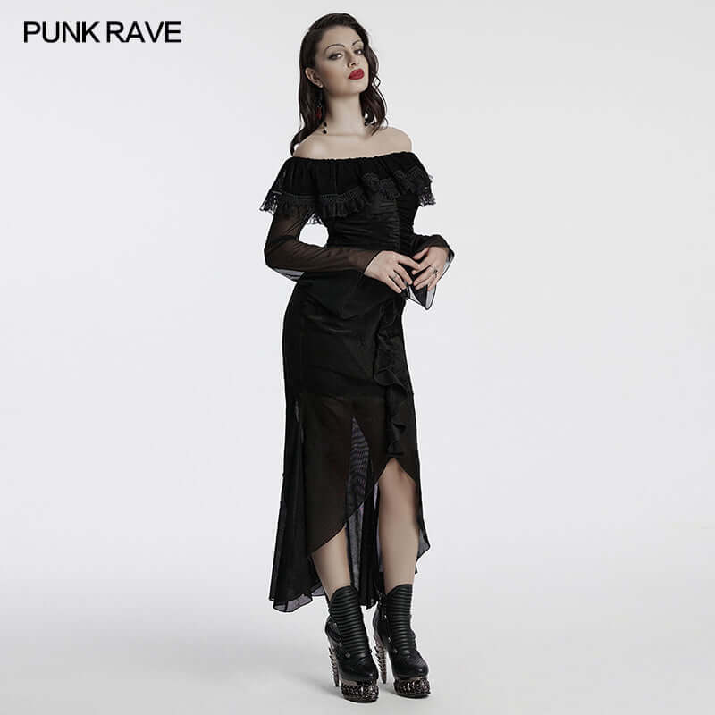 Punk Rave Aurelia Goth Mesh Dress - Kate's Clothing