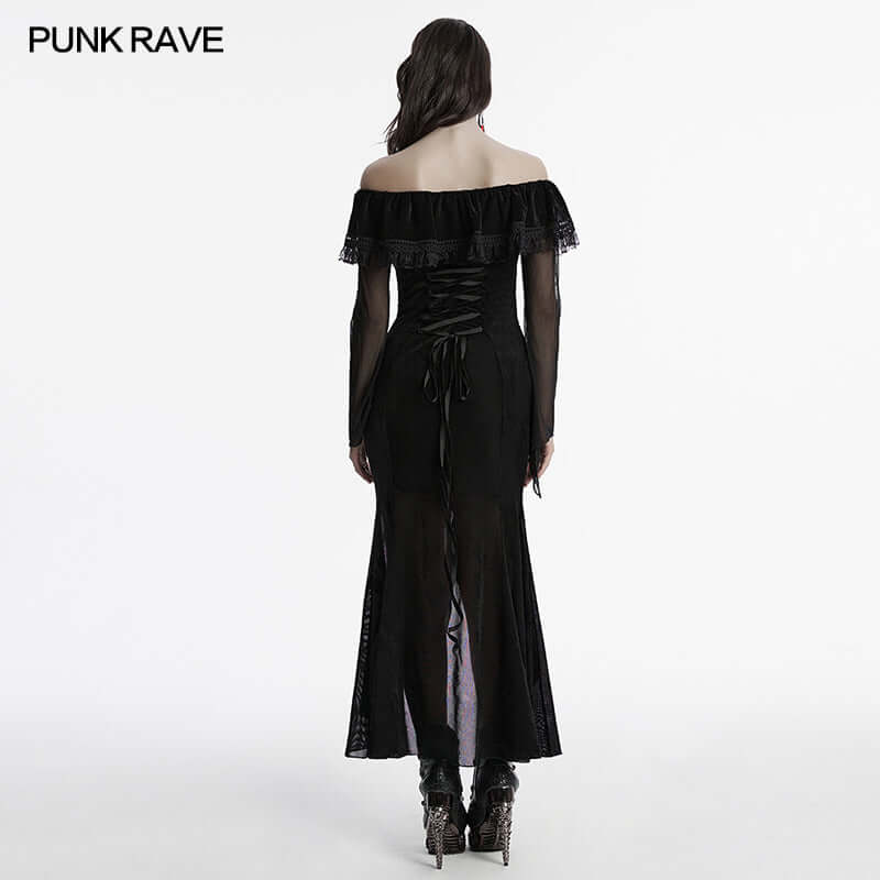 Punk Rave Aurelia Goth Mesh Dress - Kate's Clothing