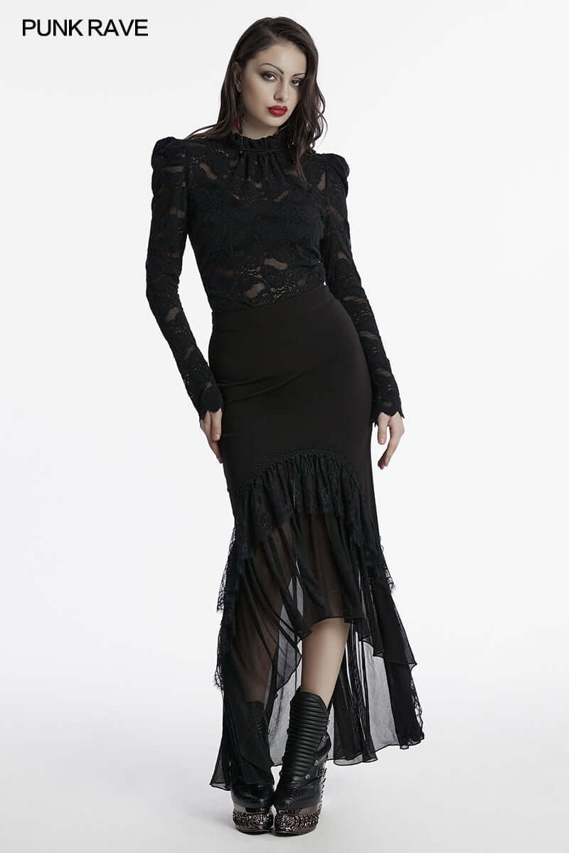 Punk Rave Blossom Knitted Asymmetrical Skirt - Kate's Clothing