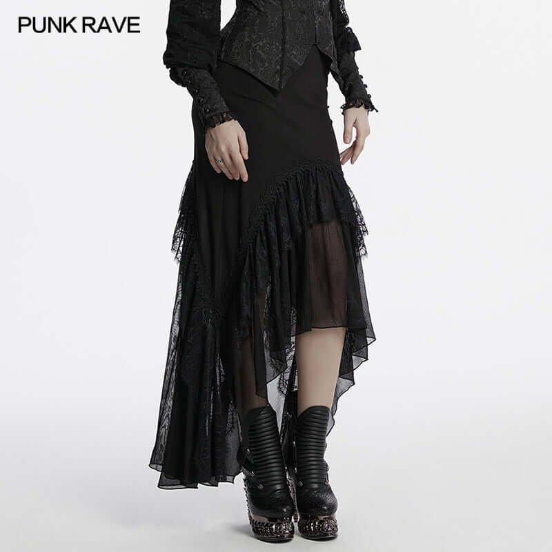 Punk Rave Blossom Knitted Asymmetrical Skirt - Kate's Clothing