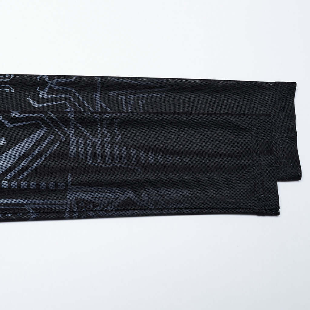 Punk Rave Eluana Cybergoth Print Mesh Long Sleeve Top - Kate's Clothing