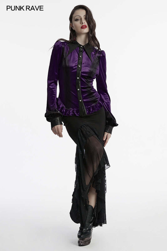 Punk Rave Fawn Gradient Printed Shirt in Violet - Kate's Clothing