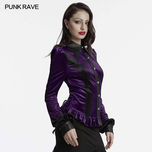 Punk Rave Fawn Gradient Printed Shirt in Violet - Kate's Clothing