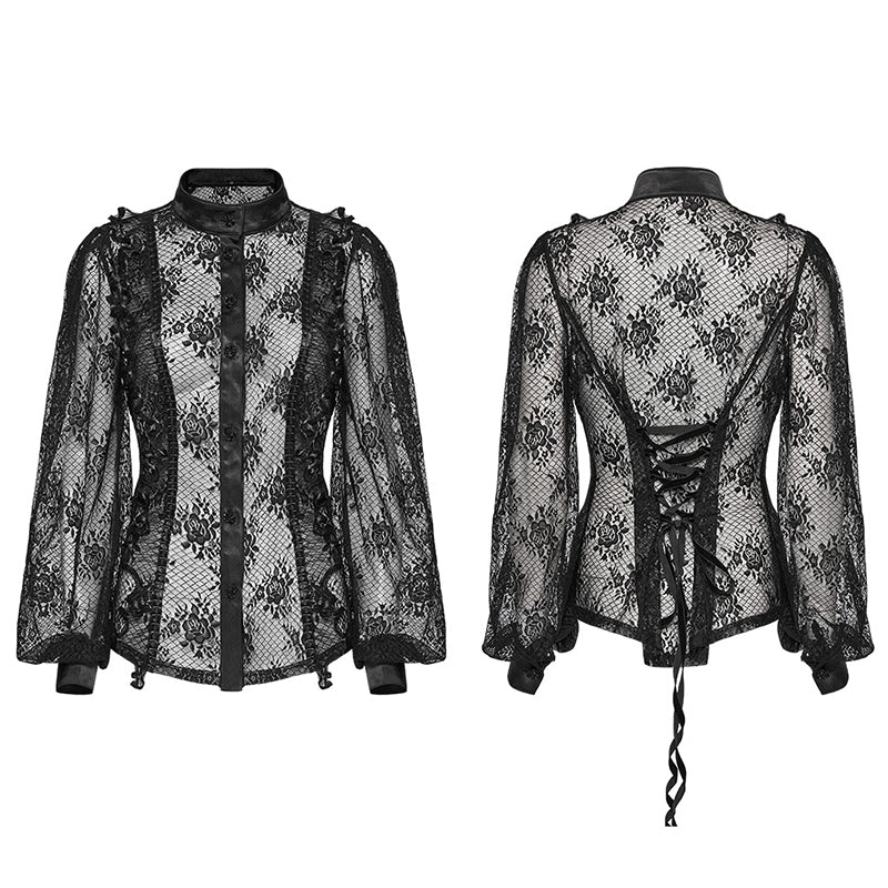 Punk Rave Padme Lace Transparent Shirt - Kate's Clothing