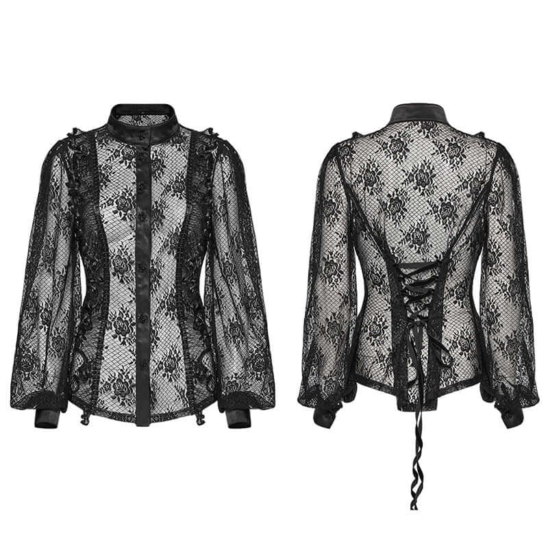 Punk Rave Padme Lace Transparent Shirt - Kate's Clothing