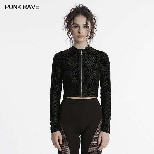Punk Rave Enya Printed Cropped Jacket - Kate's Clothing