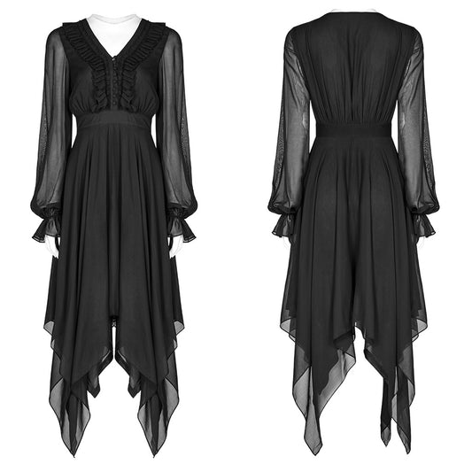 Punk Rave Angelina Chiffon Long Sleeve Handkerchief Dress - Kate's Clothing