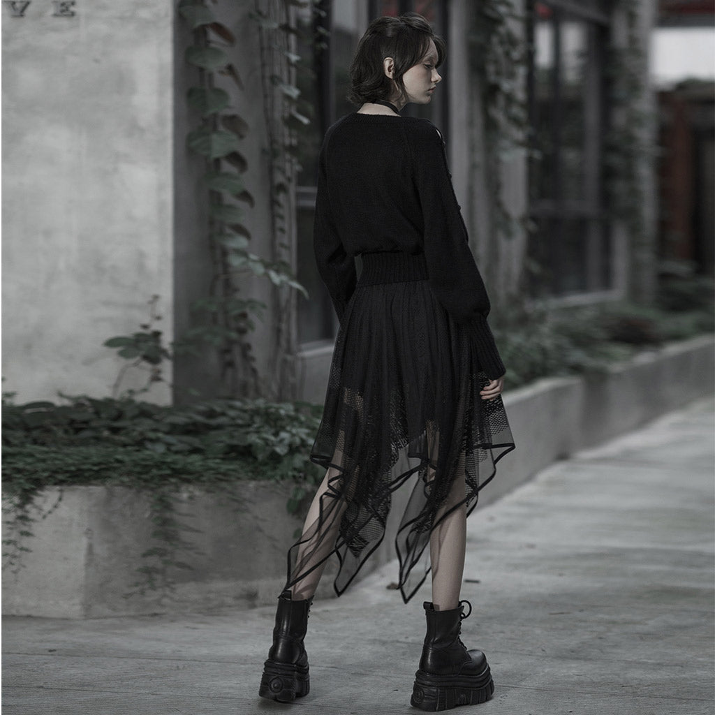 Punk Rave Caitlyn Mesh and Lace Layers Handkerchief Skirt - Kate's Clothing