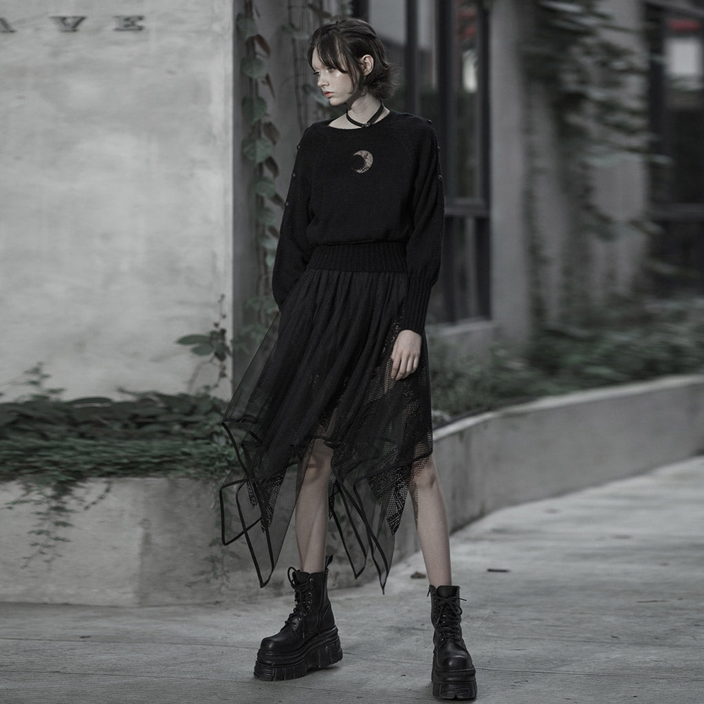 Punk Rave Caitlyn Mesh and Lace Layers Handkerchief Skirt - Kate's Clothing