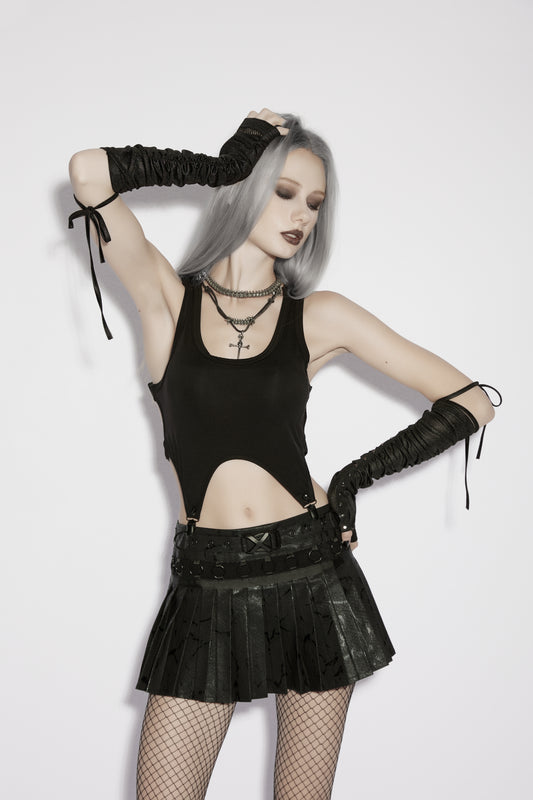 Punk Rave Nyx Skull Suspender Crop Top