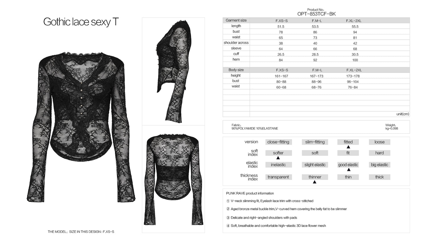 Punk Rave Pyper Lace Top - Kate's Clothing