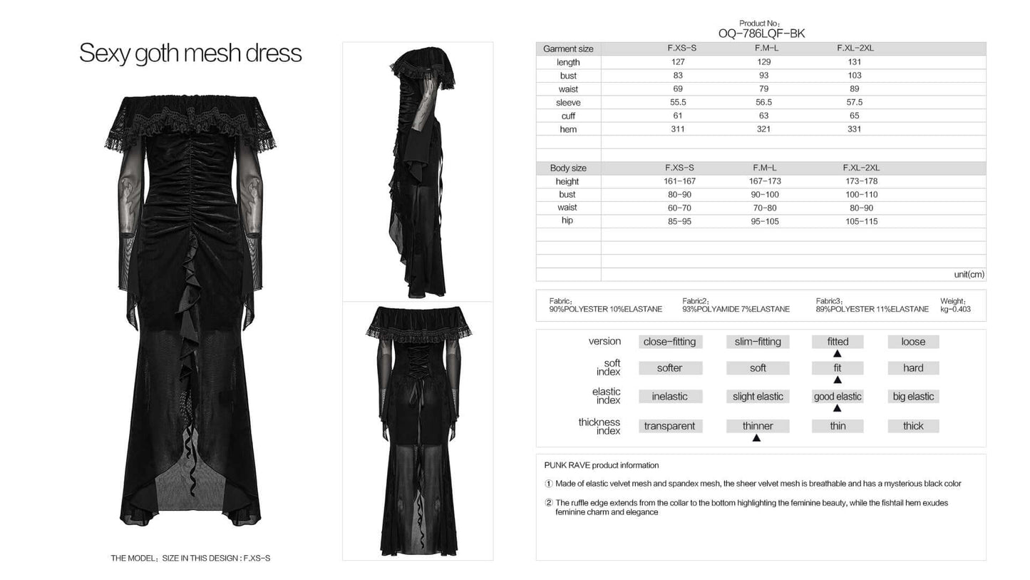 Punk Rave Aurelia Goth Mesh Dress - Kate's Clothing