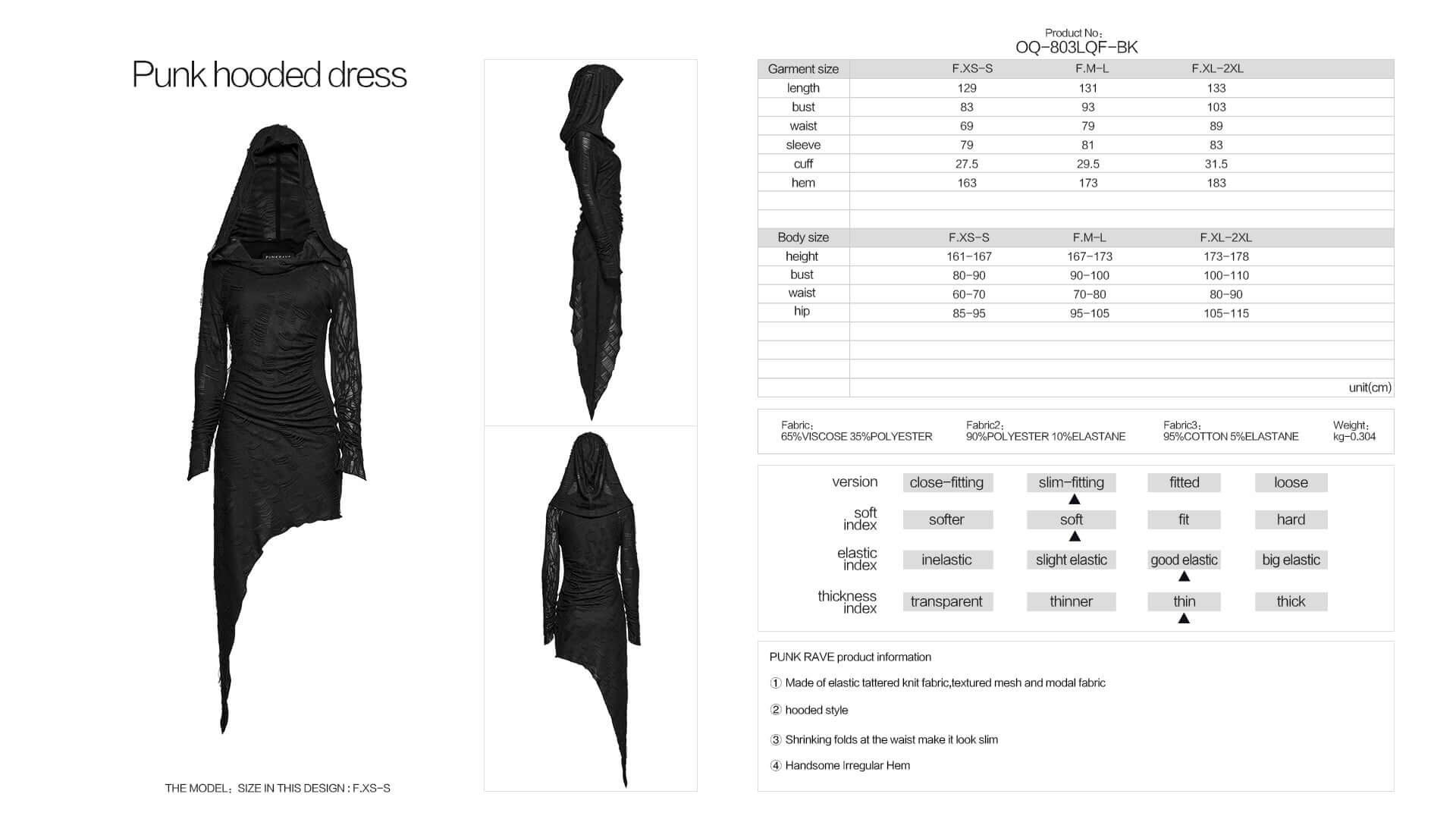 Punk Rave Ciaran Hooded Dress - Kate's Clothing