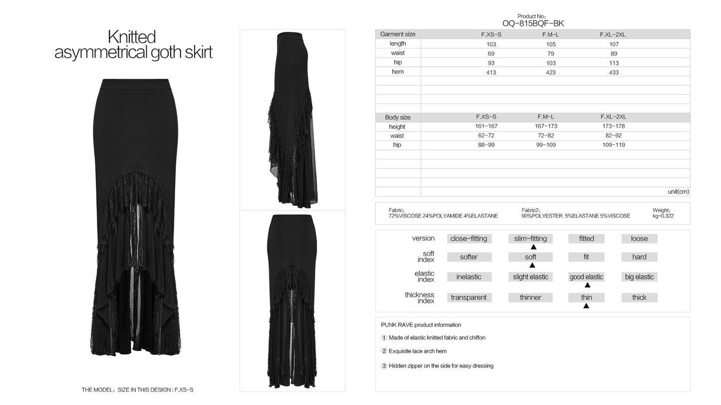 Punk Rave Blossom Knitted Asymmetrical Skirt - Kate's Clothing