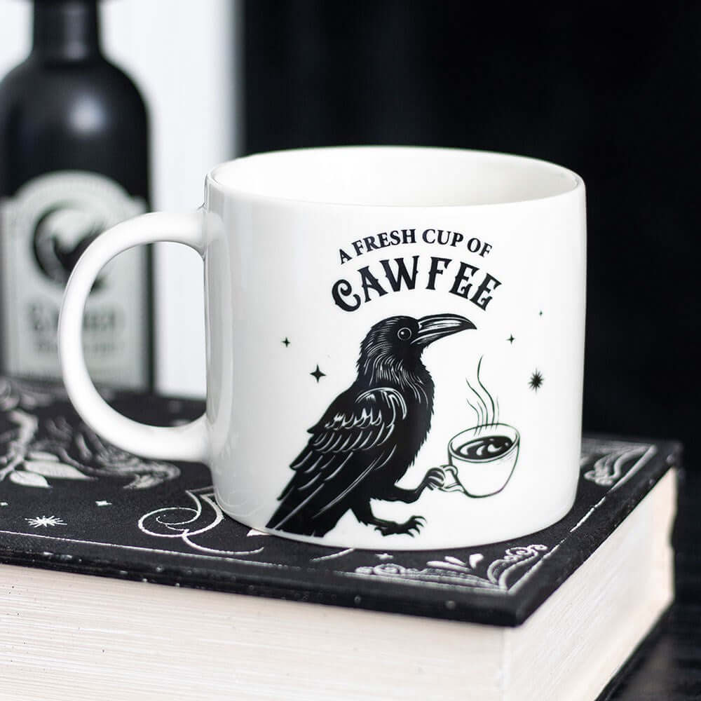 Gothic Gifts Fresh Cup of Cawfee Raven Mug