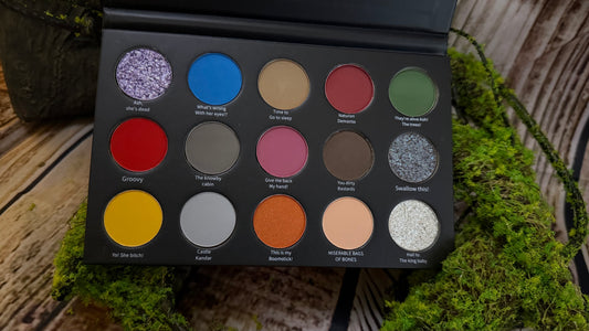 Radioactive Unicorn Dead by Dawn Palette 15 shade eyeshadow palette showcasing vibrant colors and unique textures.