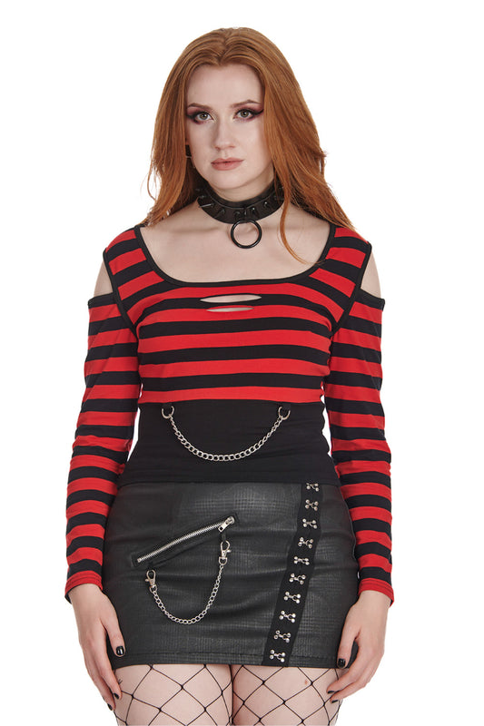 Banned Rebel Chic Striped Top - Kate's Clothing