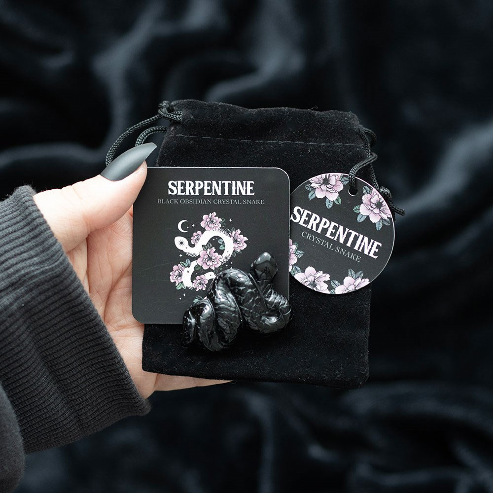 Gothic Gifts Black Obsidian Crystal Snake - Kate's Clothing