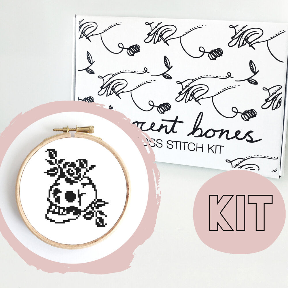 Innocent Bones Skulls & Roses Cross Stitch Kit - Kate's Clothing