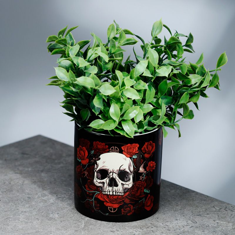 Gothic Gifts Skulls and Roses Indoor Plant Pot - Large - Kate's Clothing