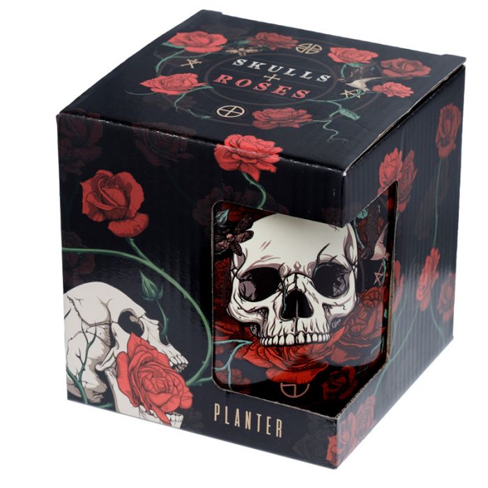Gothic Gifts Skulls and Roses Indoor Plant Pot - Large - Kate's Clothing
