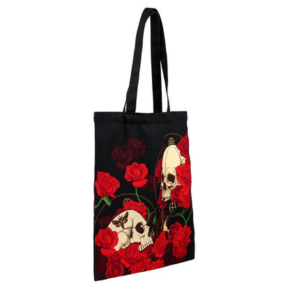 Gothic Gifts Skulls and Roses Reusable Tote Bag - Kate's Clothing