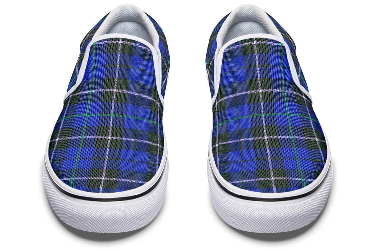 Blue Tartan Canvas Slip-On Trainers | ANTIBrand
