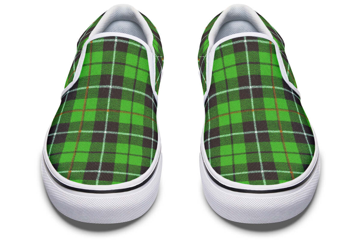 Green Tartan Canvas Slip-On Trainers | ANTIBrand