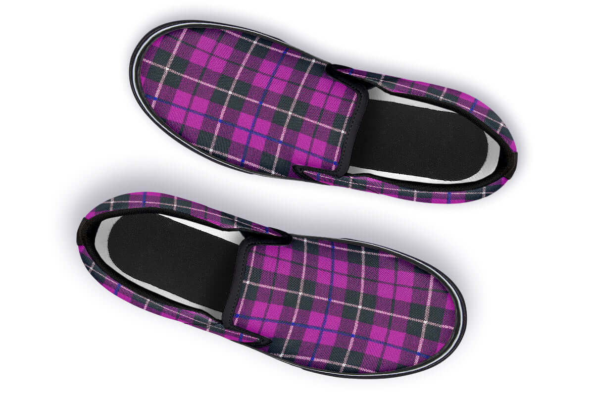 Pink Tartan Canvas Slip-On Trainers | ANTIBrand