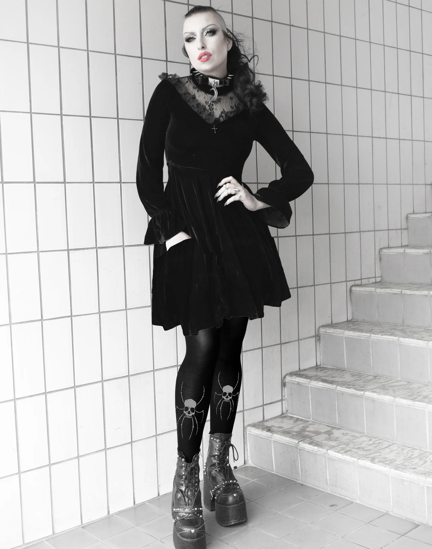 Pamela Mann Spider Skeleton Transfer Tights - Kate's Clothing