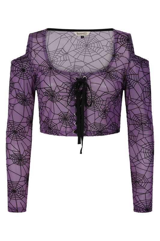 Banned Apparel Seraphina Mesh Top Purple - Kate's Clothing