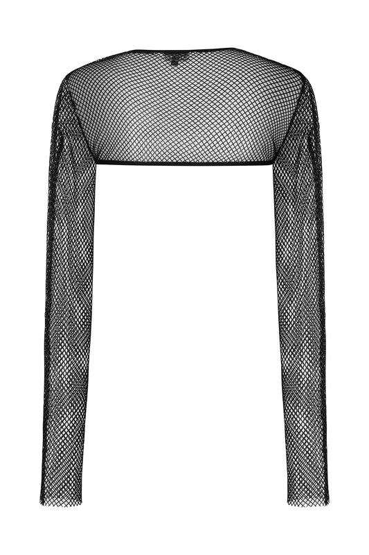 Banned Apparel Venus Metallic Fishnet Crop Top in Black